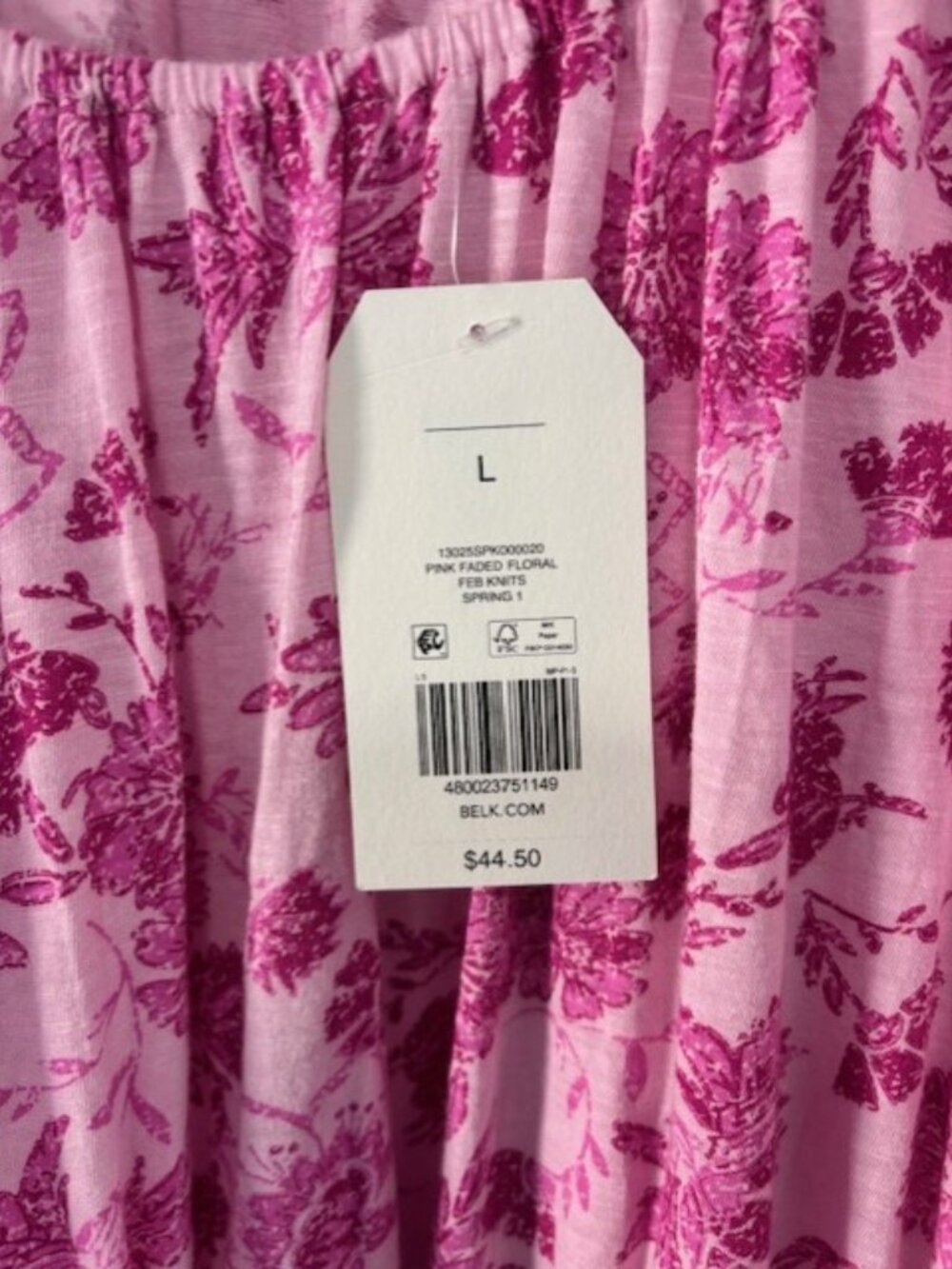 Wonderly NWT L Pink Floral Long Sleeve Peasant Top On Off Shoulder Boho Flowy - Picture 5 of 7
